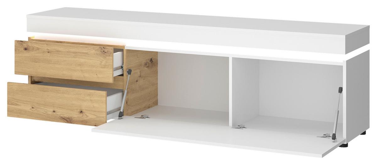 Comodă TV LUCI - alb/stejar Artisan, Trend, material pe bază de lemn (180,5/56,6/48cm) - Modern Living