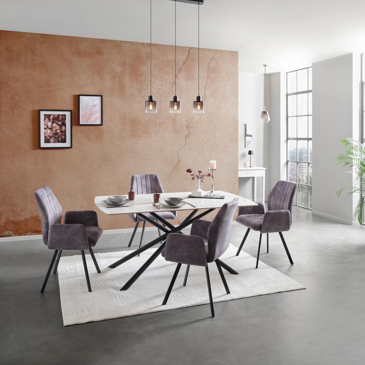 Jedilna Miza Mailand, Bela, 160 X 90 Cm - črna/bela, Trend, kovina/keramika (160/75/90cm) - Mömax