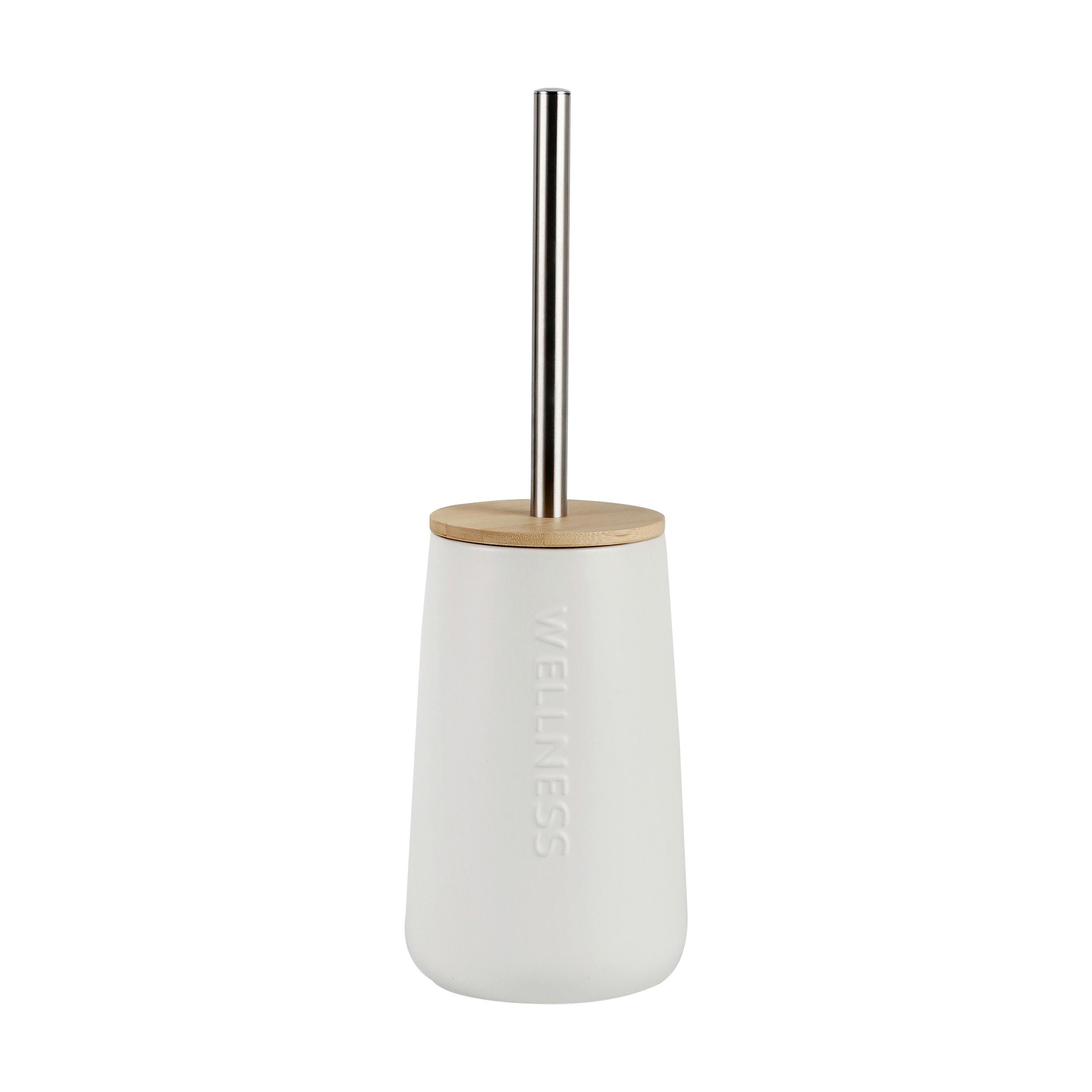 WC-Bürstengarnitur Edna Weiß/Naturfarben - Weiß/Naturfarben, MODERN, Naturmaterialien/Keramik (12/34,2cm) - Mömax