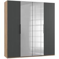 Drehtürenschrank Level 36A mit Spiegel ca.200cm Graphitfarben - Chromfarben/Eichefarben, MODERN, Holzwerkstoff/Metall (200/216/58cm) - MID.YOU