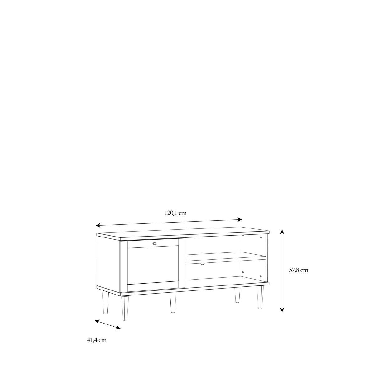 Tv Komoda Calasetta - boje hrasta/zlatne boje, Natur, drvni materijal/metal (120,1/57,8/41,4cm) - Premium Living