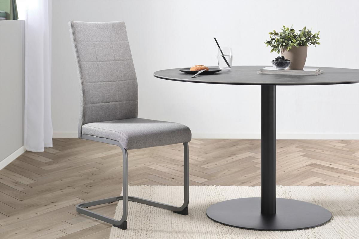 KRZESŁO NA PŁOZIE LEADER - jasnoszary/szary, Modern, metal/tkanina (43/100/59cm) - Livetastic