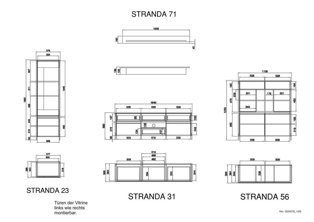 Wohnwand Stranda Eukalyptusholzfarben - Eukalyptusholzfarben/Eichefarben, Design, Holzwerkstoff (363/195/39cm) - MID.YOU