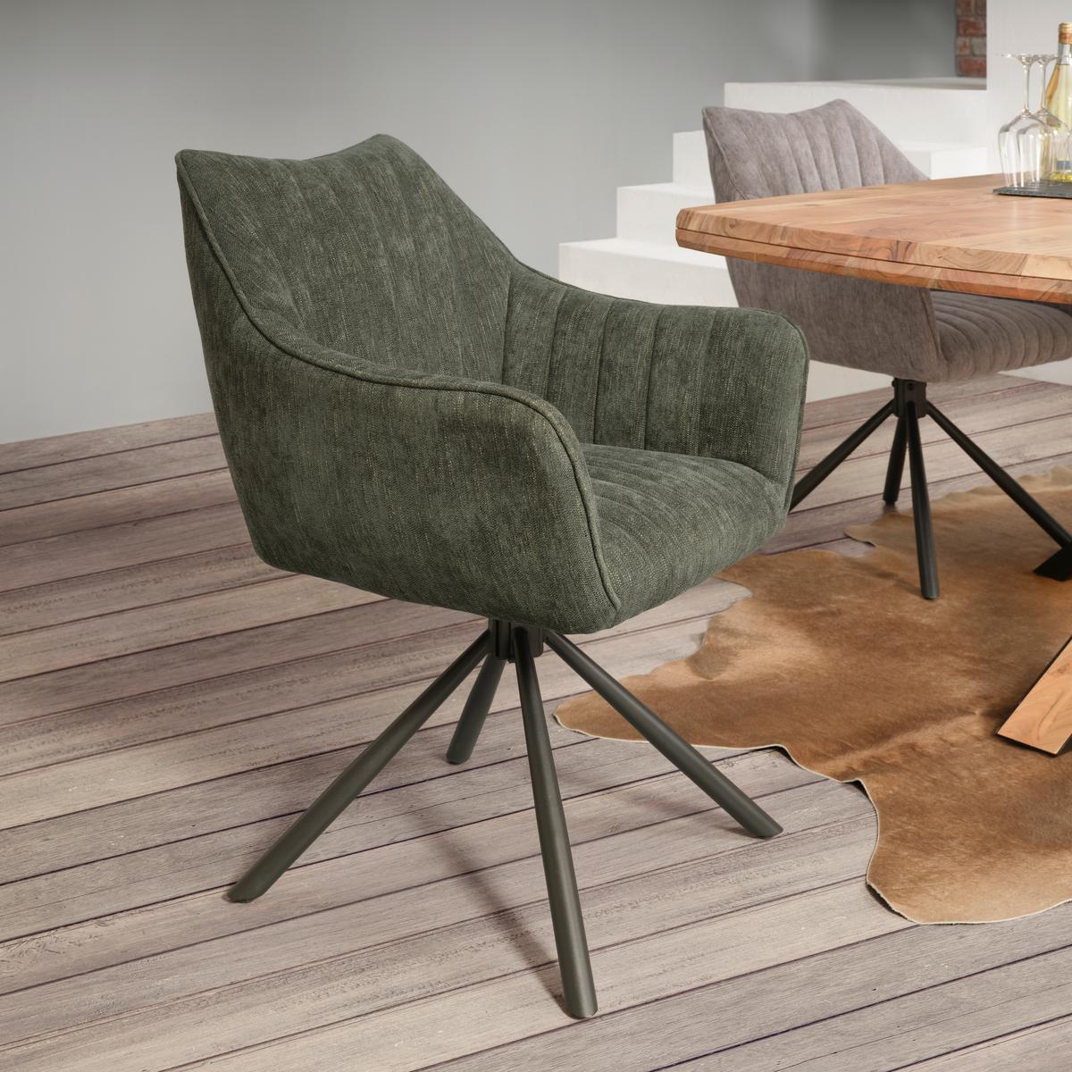 Karosszék Trient - olívazöld/fekete, Modern, textil/fém (62/87/65cm) - Premium Living