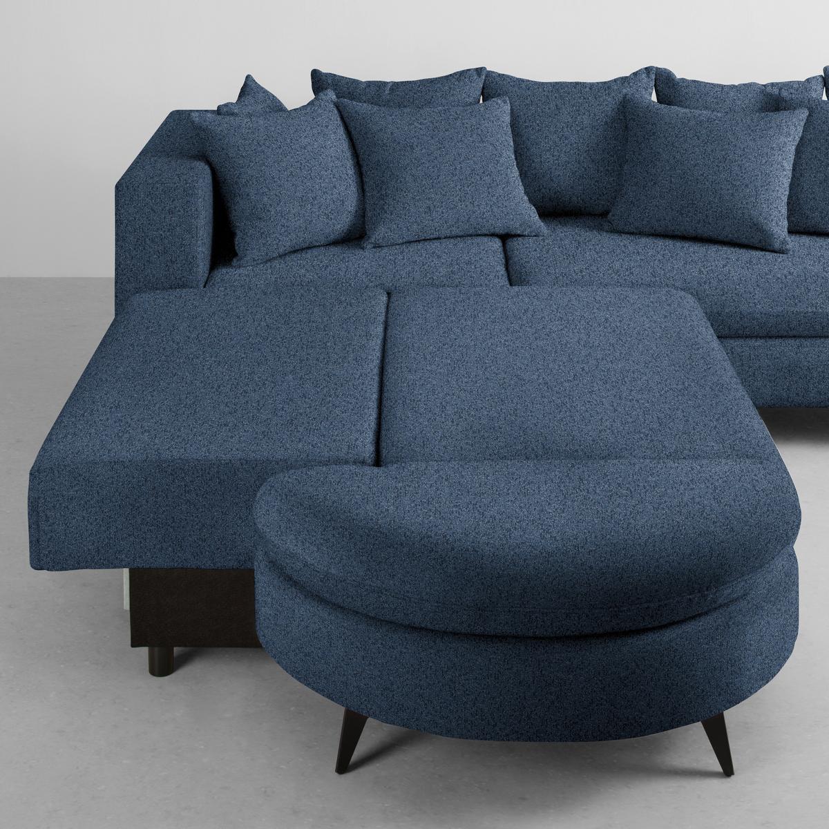 Ecksofa Axel Dunkelblau - Schwarz/Dunkelblau, MODERN, Textil/Metall (250/87/291cm) - Mömax