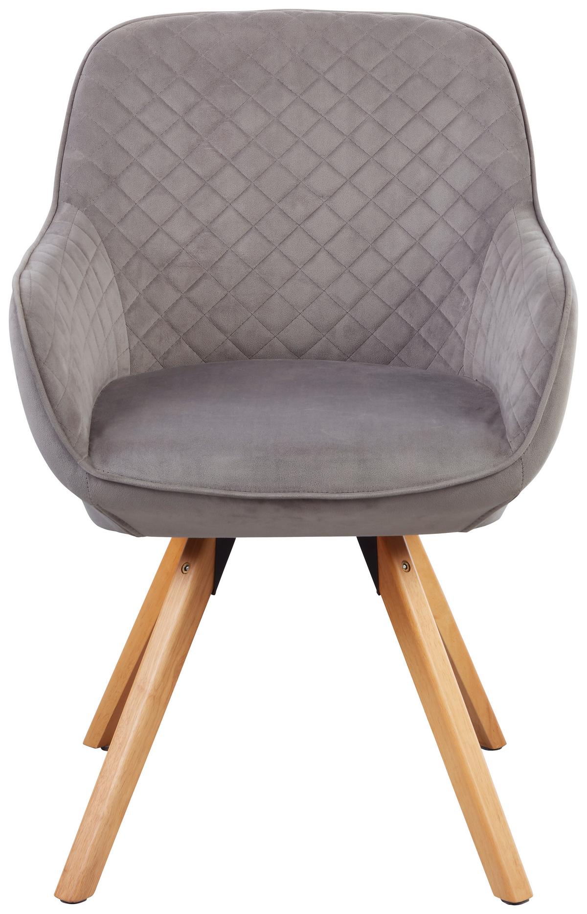 KRZESŁO Z PODŁOKIETNIKAMI BAGO - kolor naturalny/szary, Modern, drewno/tkanina (58/85/57cm) - Mömax