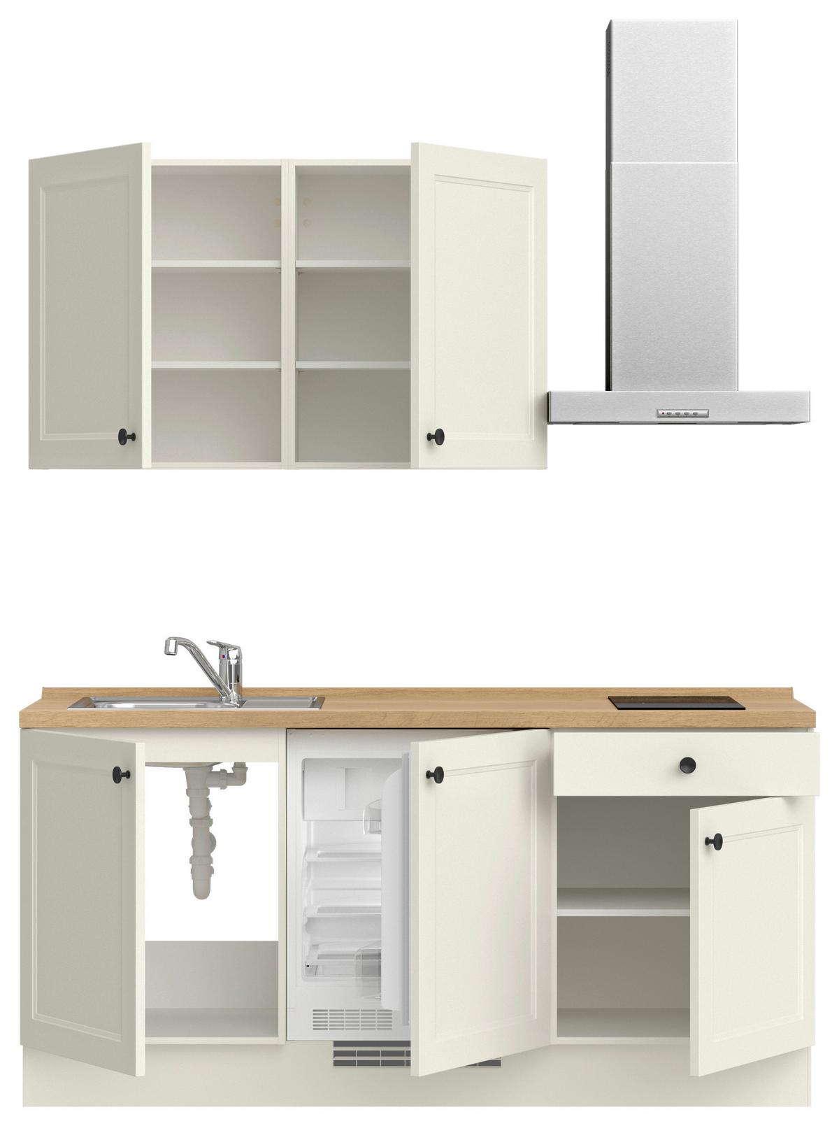 Küchenblock Cascada Low m. Geräten Weiß - Eichefarben/Schwarz, MODERN, Holzwerkstoff/Metall (180cm) - Nobilia