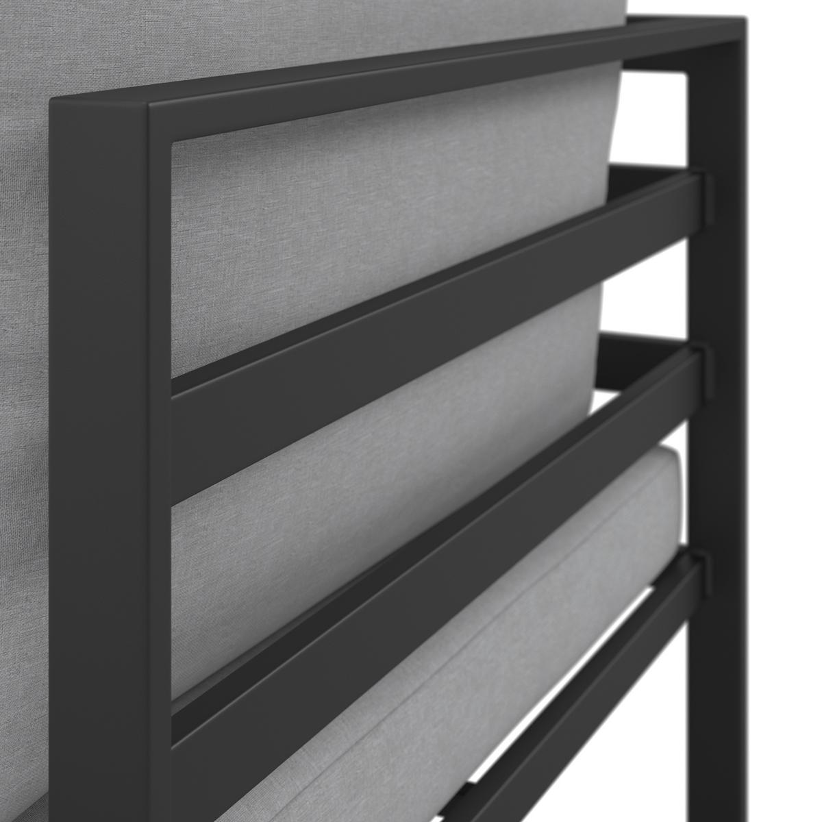 Loungegarnitur Valentina Hellgrau Metall/Textil/Glas - Hellgrau/Schwarz, Modern, Glas/Textil (90/65/74cm) - Bessagi Garden