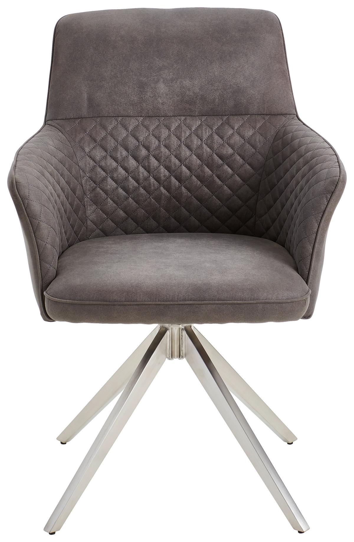 KRZESŁO Z PODŁOKIETNIKAMI KIM - kolor stalowy/szary, Basics, metal/tkanina (62/90/63cm) - MID.YOU