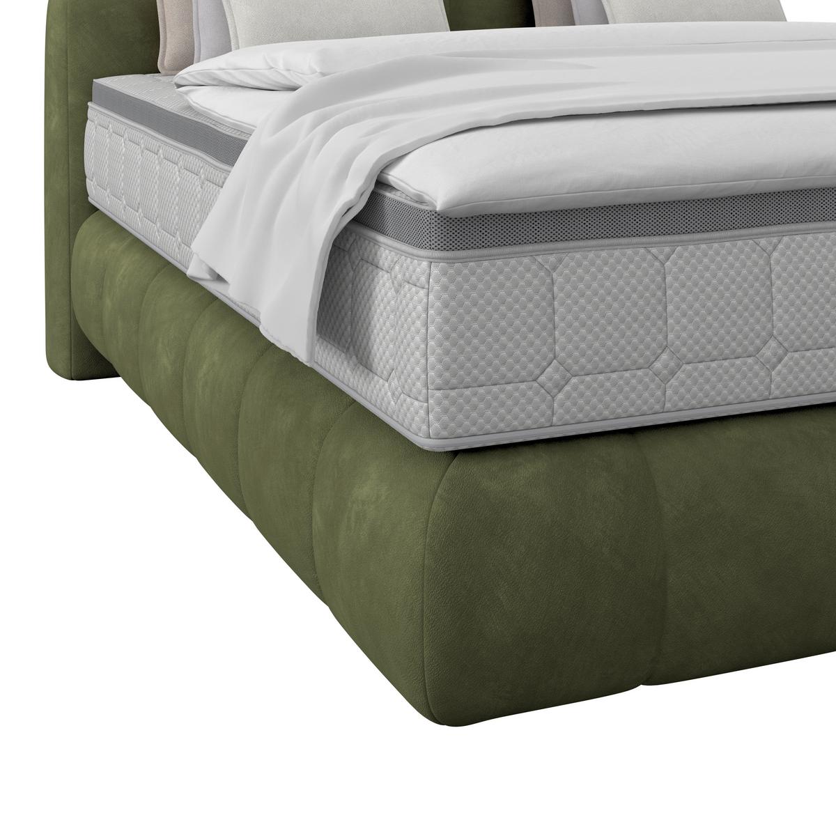 Boxspring Krevet Nobu - tamno zelena/crna, Trend, drvo/tekstil (160/200cm) - Premium Living