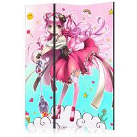 Paravan Sorceress Miko, 3-Delni, Dvostranski - turkizna/pink, Basics, tekstil/les (135/172/3cm) - artgeist