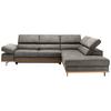 Ecksofa Carmen Grau mit Bettfunktion - Chromfarben/Silberfarben, Konventionell, Holz/Textil (292/93/226cm) - Zandiara