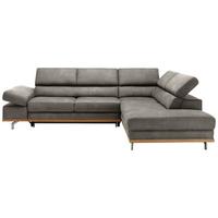 Ecksofa Carmen Grau mit Bettfunktion - Chromfarben/Silberfarben, Konventionell, Holz/Textil (292/93/226cm) - Zandiara