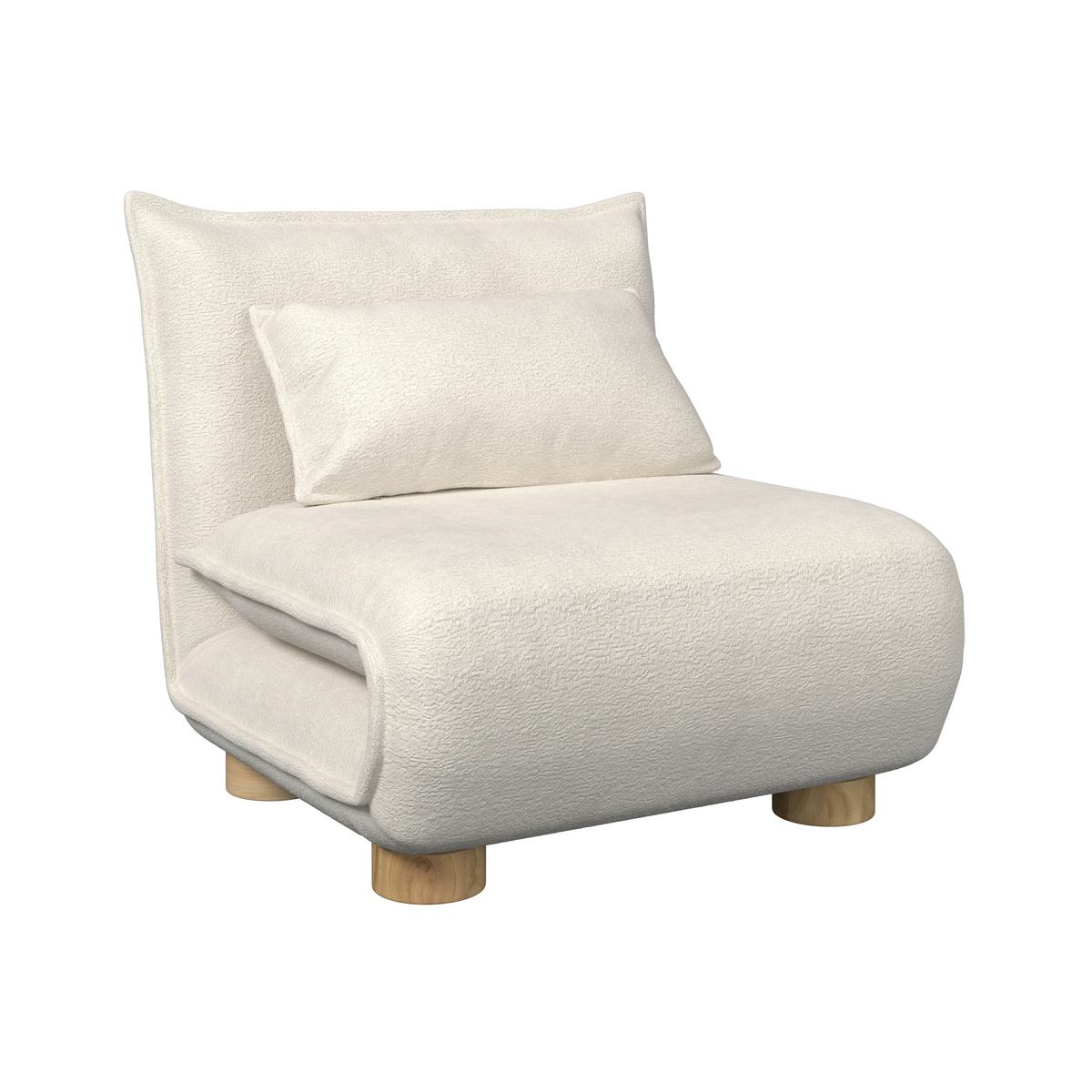 Schlafsessel Bella Bouclé Weiß - Weiß/Naturfarben, MODERN, Holz/Textil (83/41/63cm) - Bessagi Home