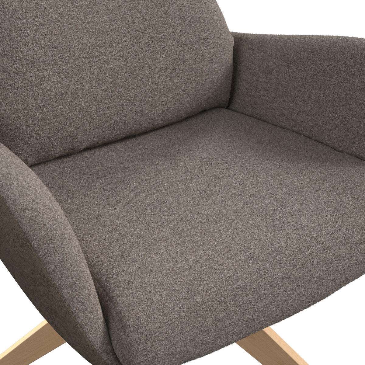 Armlehnstuhl Neelia Braun Webstoff Drehbar Gepolstert - Braun/Naturfarben, MODERN, Holz/Textil (71/60/94cm) - Bessagi Home