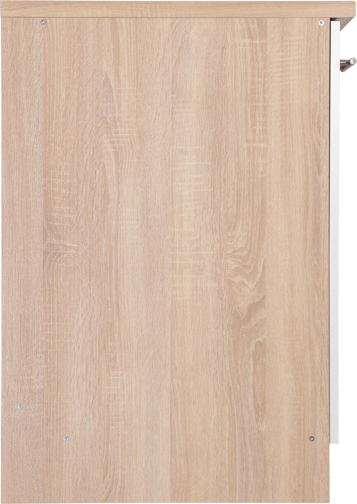 Spodnja Omarica Za Korito Merle, Barva Hrasta, Bela - srebrne barve/barve hrasta, Basics, kovina/leseni material (50/84,8/60cm) - Respekta