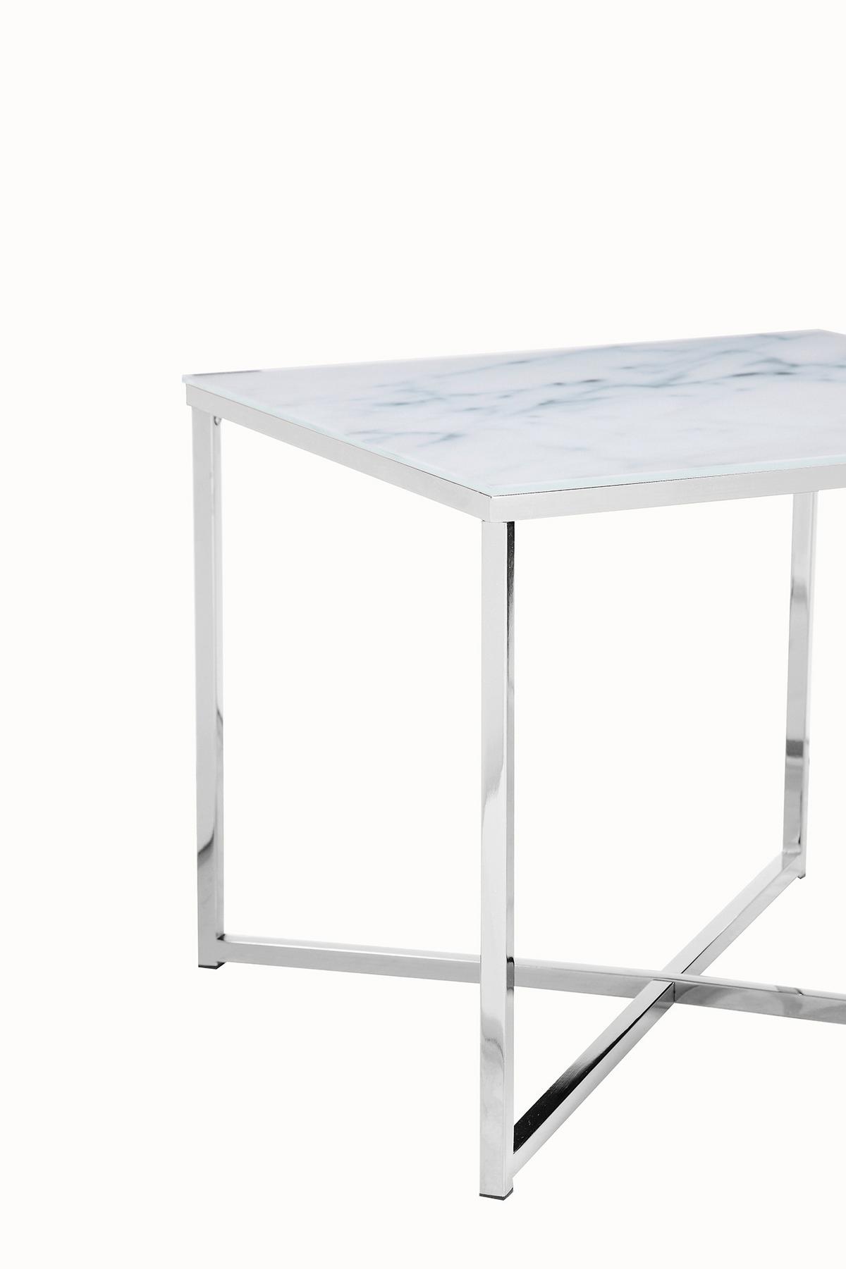 Mizica Marble, Bela - barve kroma/bela, Design, kovina/steklo (50/50/42cm) - Livetastic