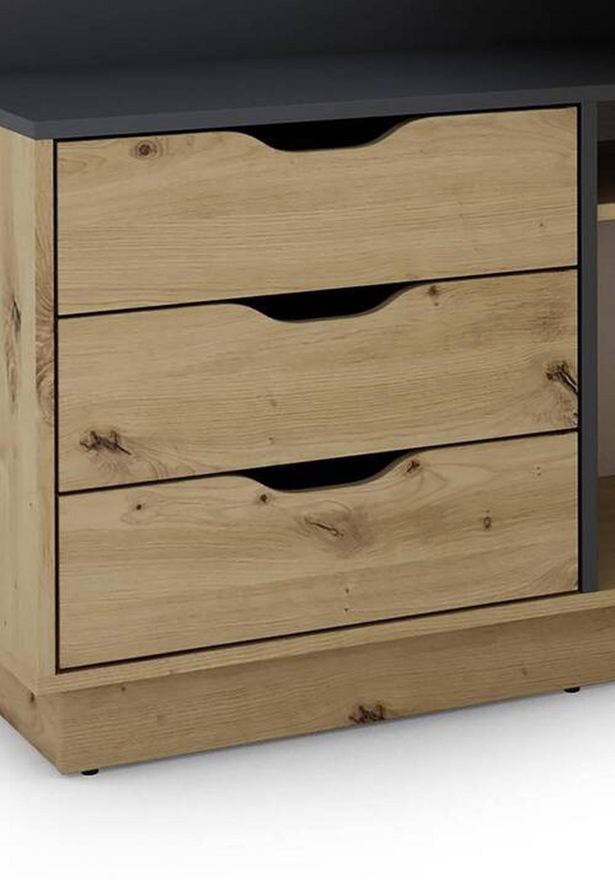 Eckschreibtisch Belfast Anthrazit/Eiche Artisan - Anthrazit/Eiche Artisan, LIFESTYLE, Holzwerkstoff (129/105/84cm) - MID.YOU