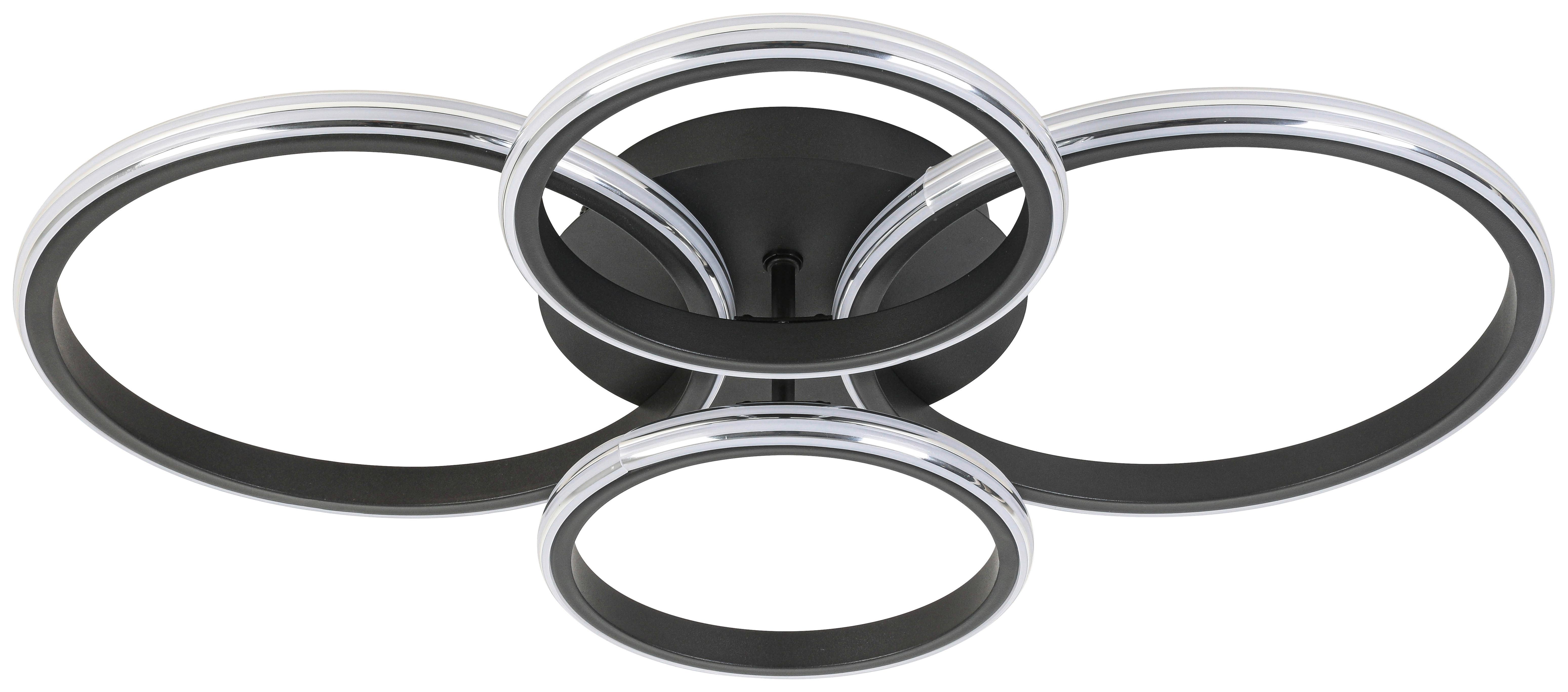 LED-TAKLAMPA MAXI - kromfärg/svart, Modern, metall/plast (62/46/9cm) - Mömax