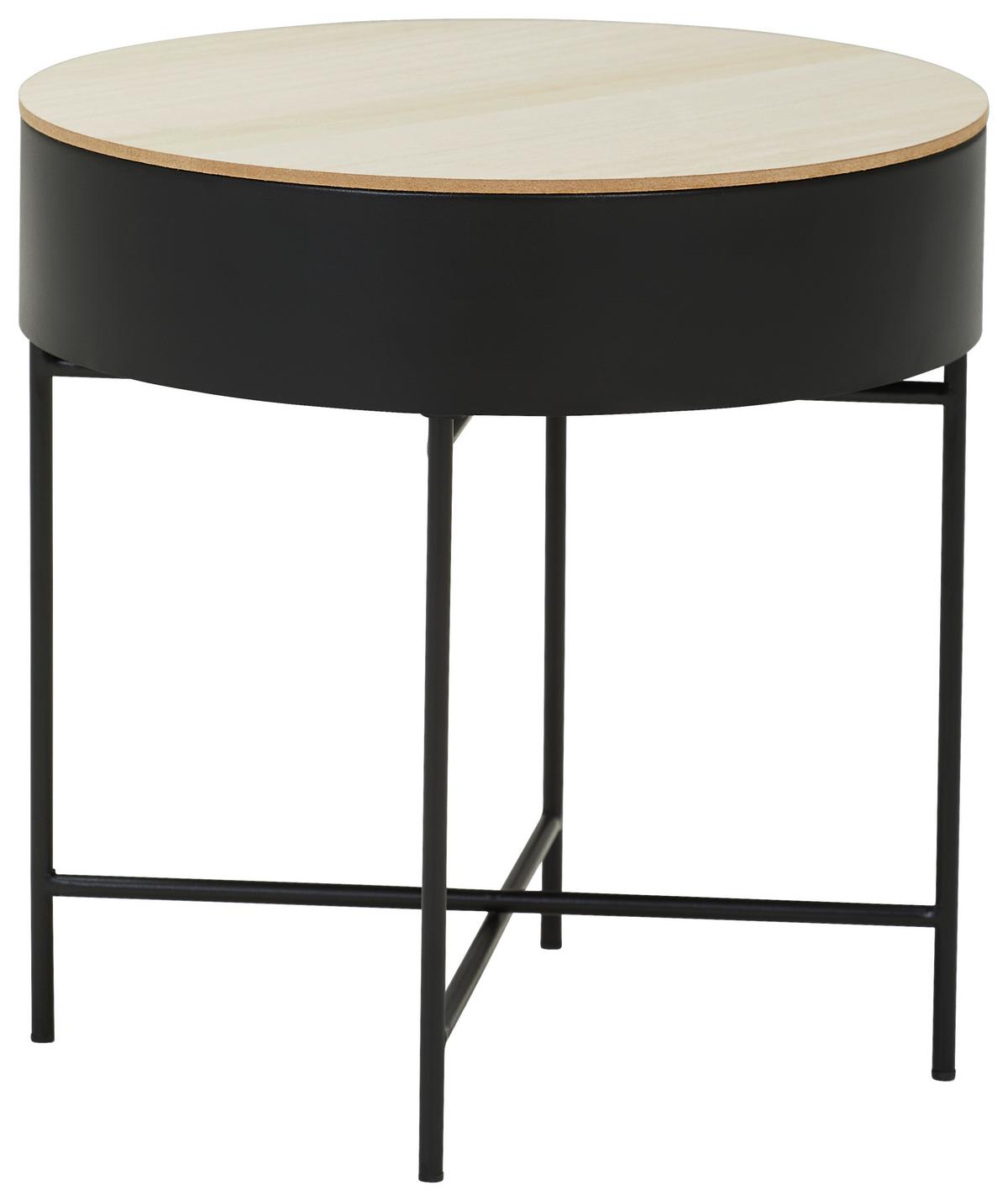 STOLIK BOCZNY JAN - kolor naturalny/czarny, Trend, materiał drewnopochodny/metal (40/40/40cm) - Landscape