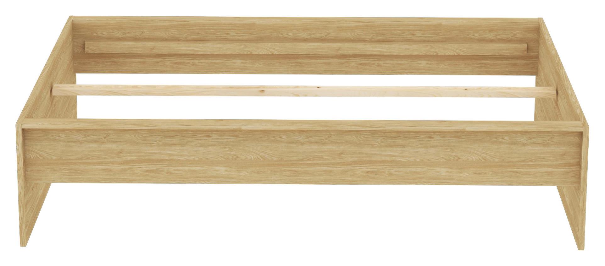 Cadru pat UNIT 140 - culoare lemn stejar, Konventionell, material pe bază de lemn (140/200cm) - Ondega