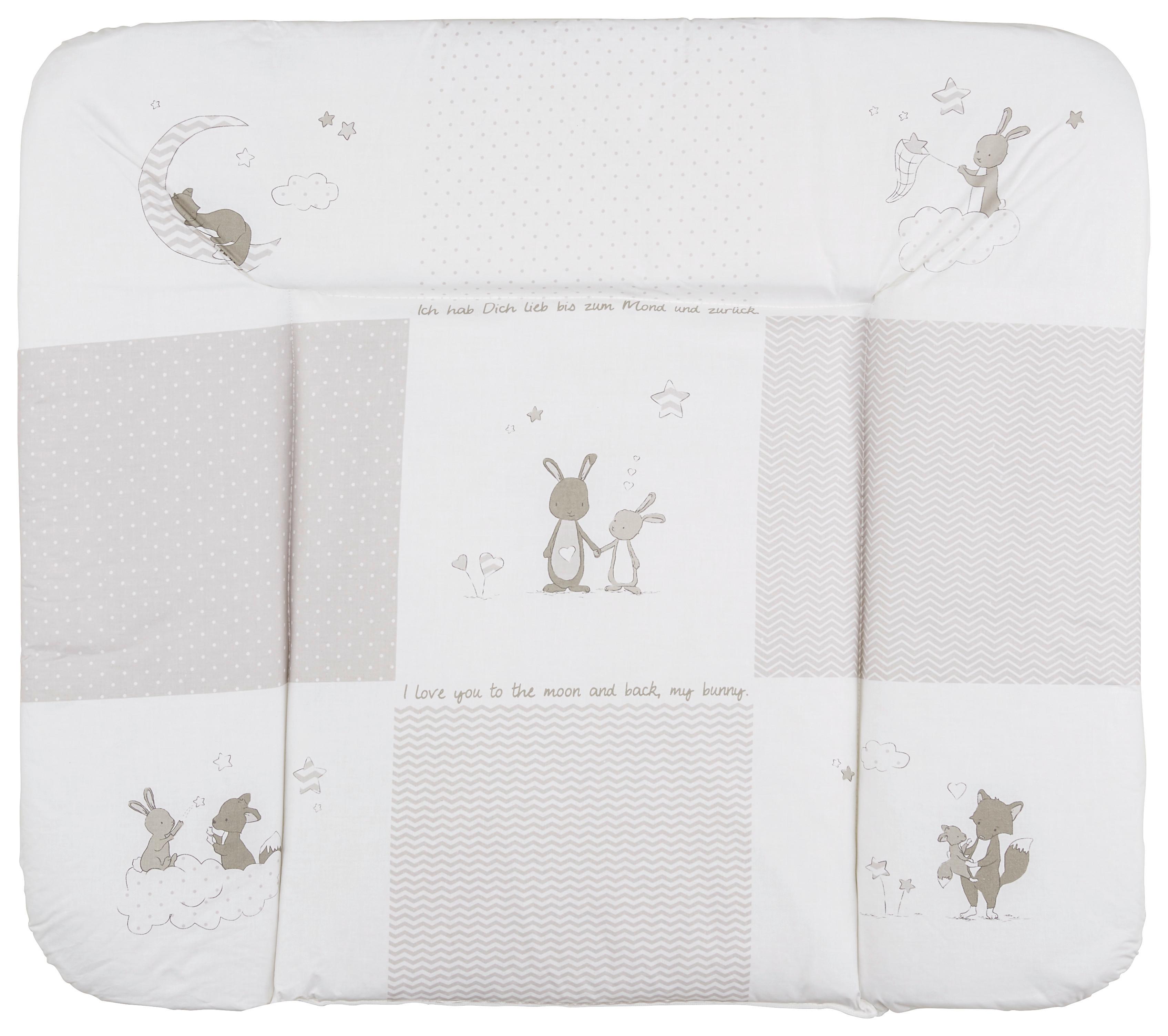 Wickelauflage Fox & Bunny Taupe/Weiss ca. 85x75cm - Textil (85/4/75cm) - Roba