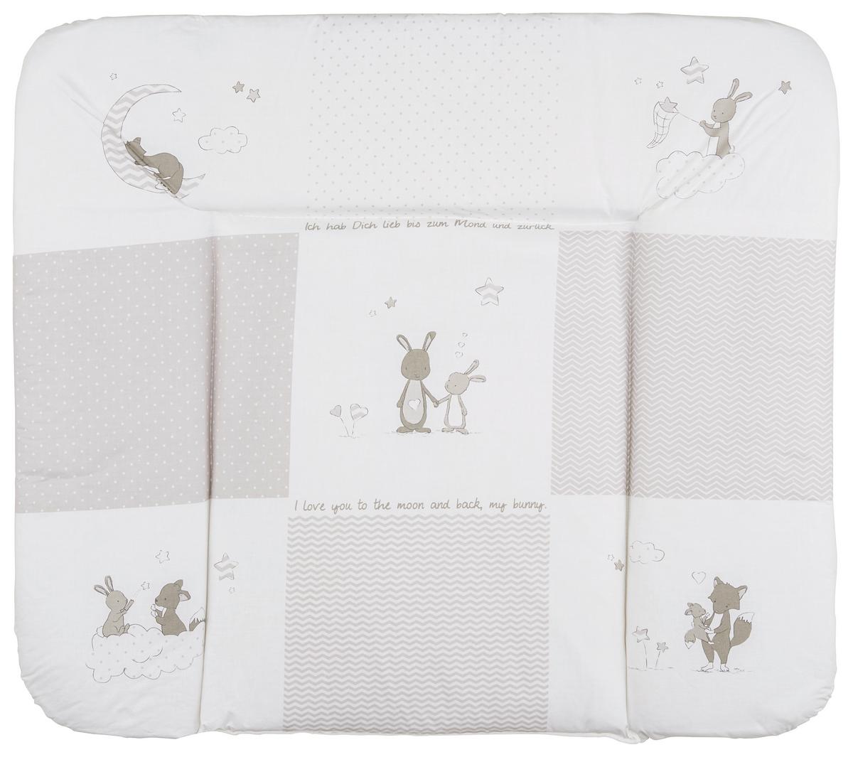 Wickelauflage Fox & Bunny Taupe/Weiss ca. 85x75cm - Textil (85/4/75cm) - Roba