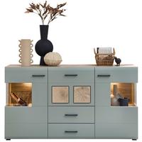 Sideboard Fun Plus II Grün/Eichefarben - Eichefarben/Schwarz, MODERN, Holzwerkstoff/Metall (170/94/42cm) - Mömax