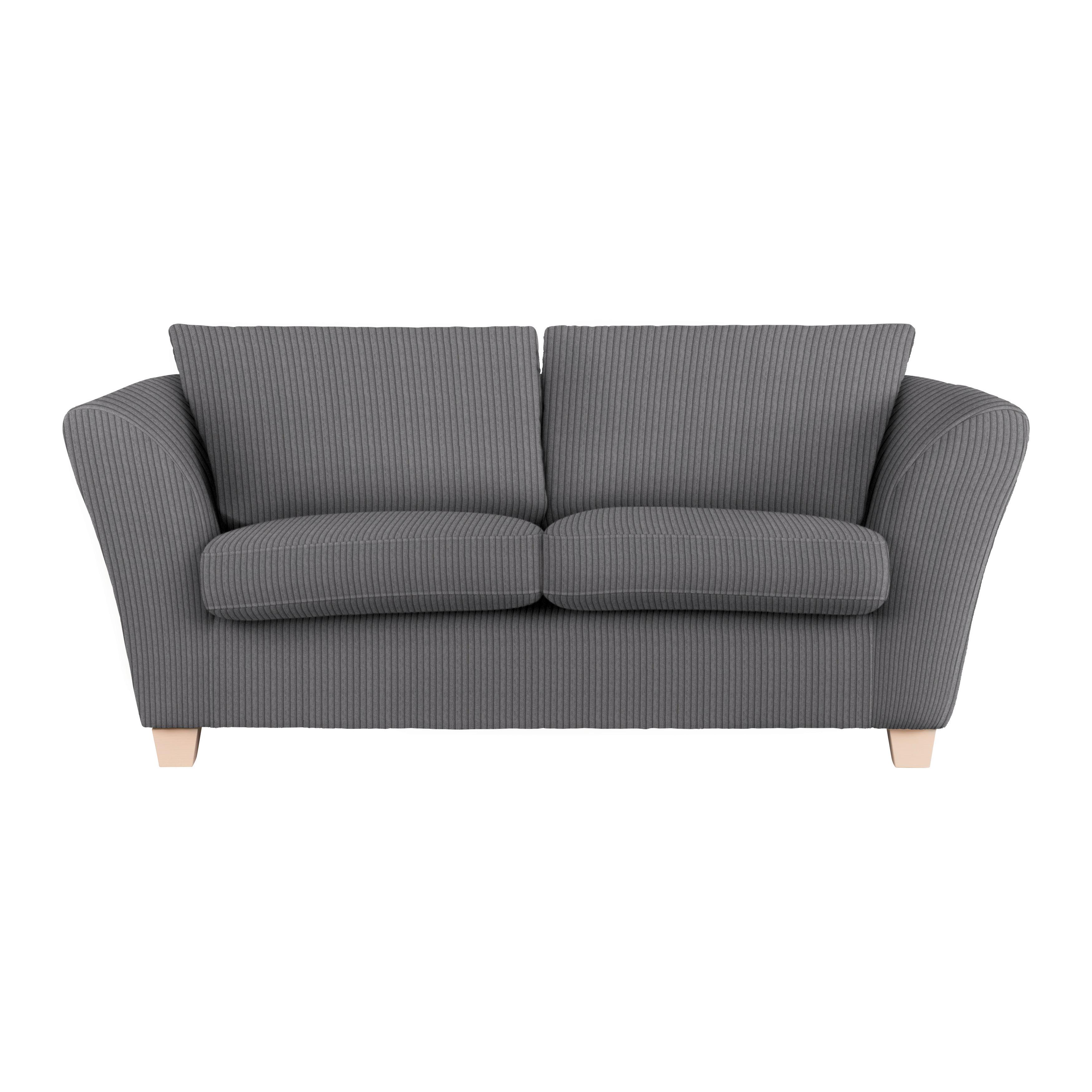2-Sitzer-Sofa Devado Dunkelgrau Cord - Dunkelgrau/Naturfarben, Holz/Textil (190/70-85/95cm) - Mömax