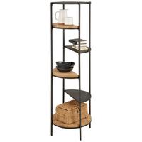 Standregal Charly in Naturfarben - Schwarz/Naturfarben, MODERN, Holz/Metall (45/150/45cm) - Zandiara