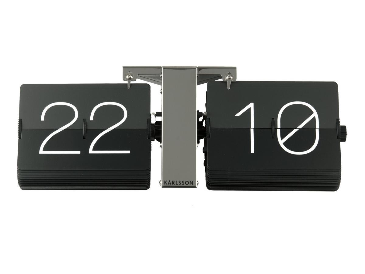 ZEGAR ŚCIENNY KA5601BK - kolor srebrny/czarny, Konventionell, tworzywo sztuczne/metal (36/14/9cm) - Karlsson