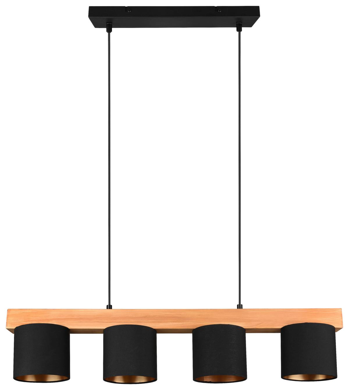 LAMPA WISZĄCA R30654002 CAMERON - czarny/kolor złoty, Design, drewno/tkanina (75/150/12cm) - P & B