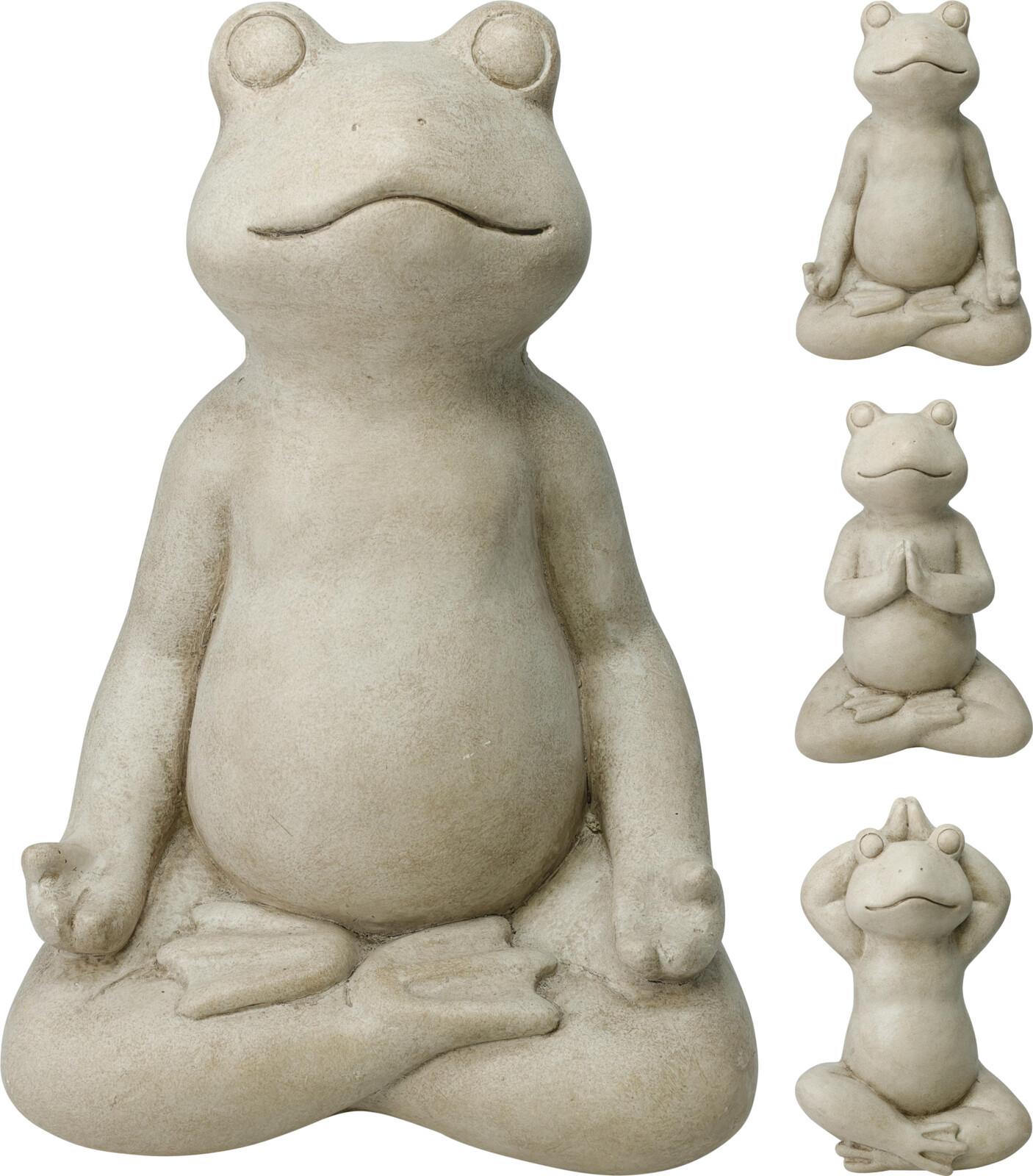 Jógázó Béka Szobor Frog - világosszürke, műanyag (22/15/38cm)