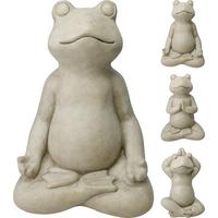Jógázó Béka Szobor Frog - világosszürke, műanyag (22/15/38cm)