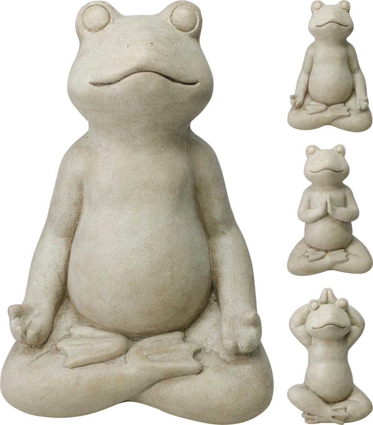Jógázó Béka Szobor Frog - világosszürke, műanyag (22/15/38cm)