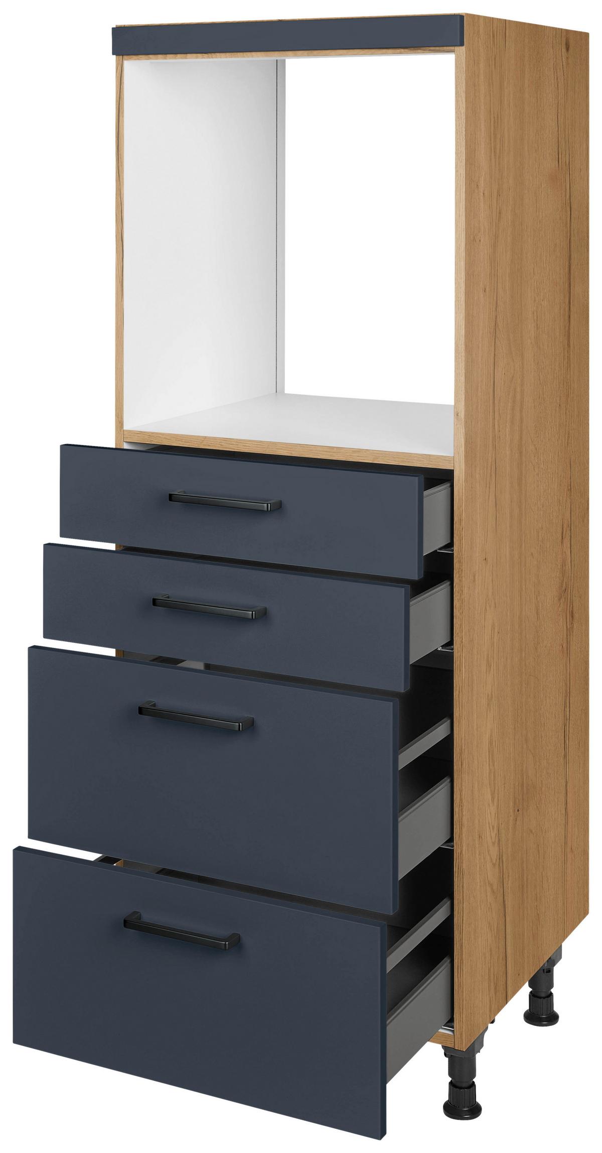 Geräteumbauschrank Easytouch Blau - Blau/Eichefarben, MODERN, Holzwerkstoff/Metall (60/168/58cm) - Nobilia