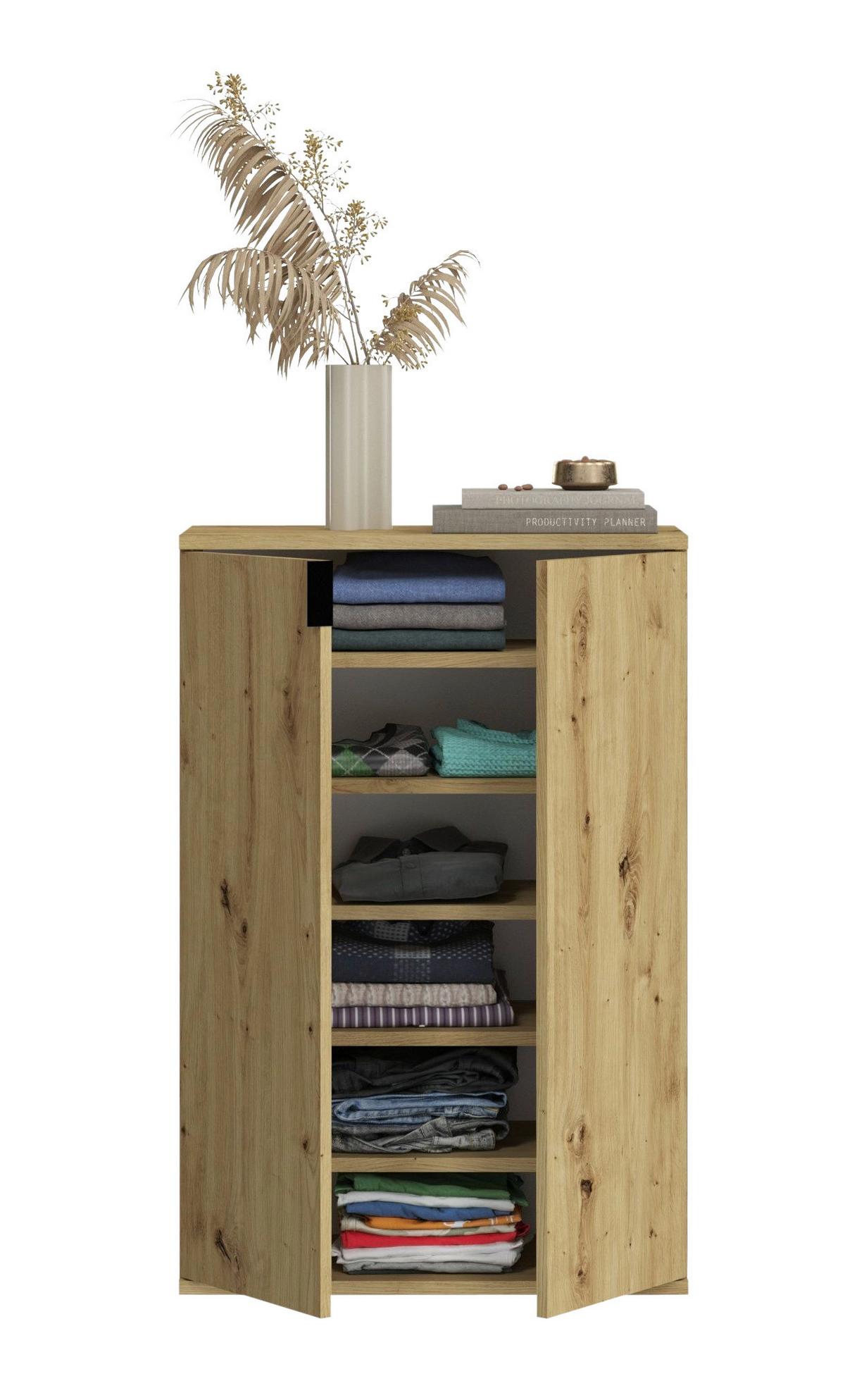 Schuhschrank Projekt X ca.122x97x34cm Eichefarben - Schwarz/Eiche Artisan, KONVENTIONELL, Holzwerkstoff/Metall (122/97/34cm) - MID.YOU
