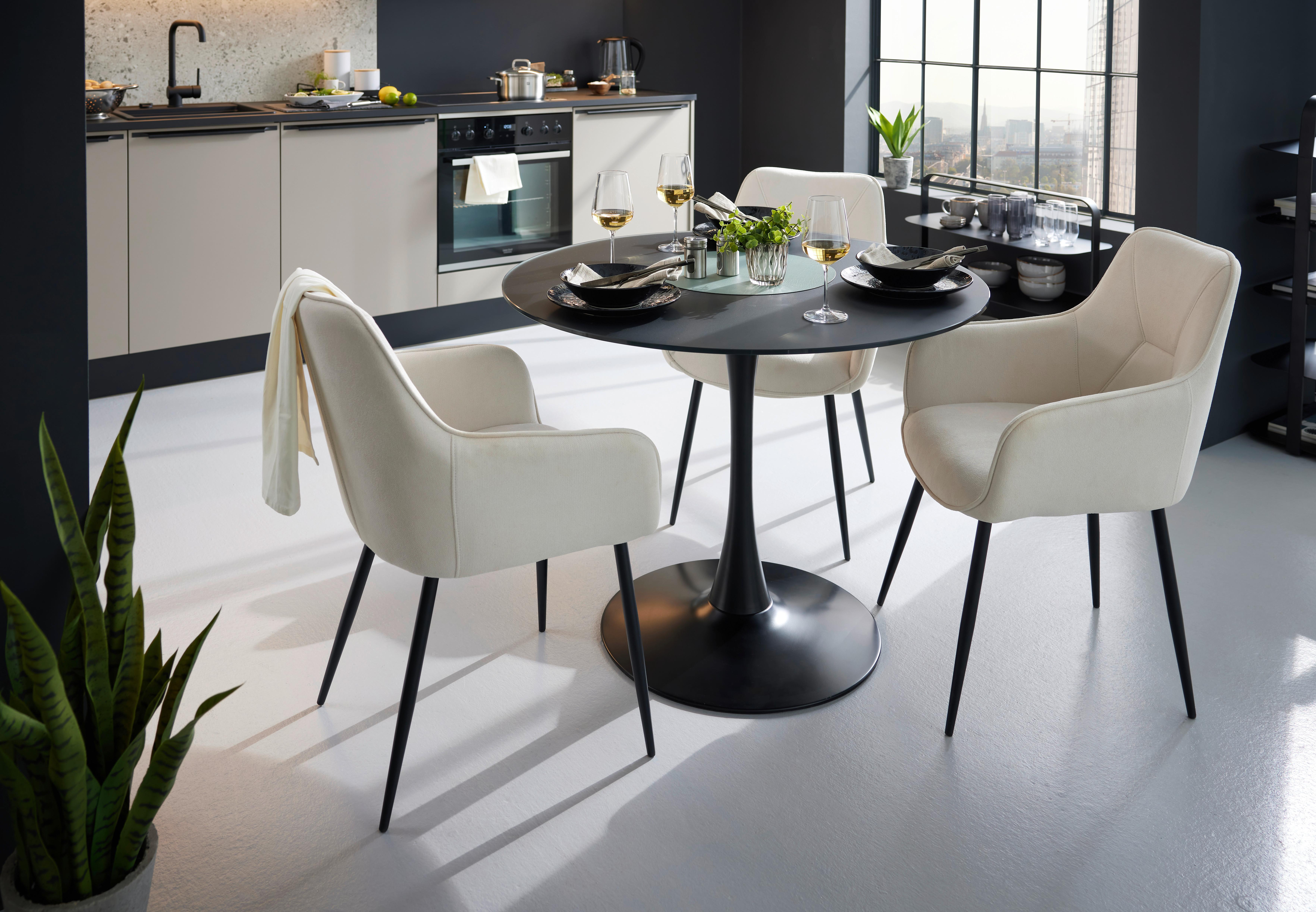 STOL MED ARMSTÖD ELENA -TOP- - beige/svart, Modern, metall/trä (57/85/60cm) - Mömax