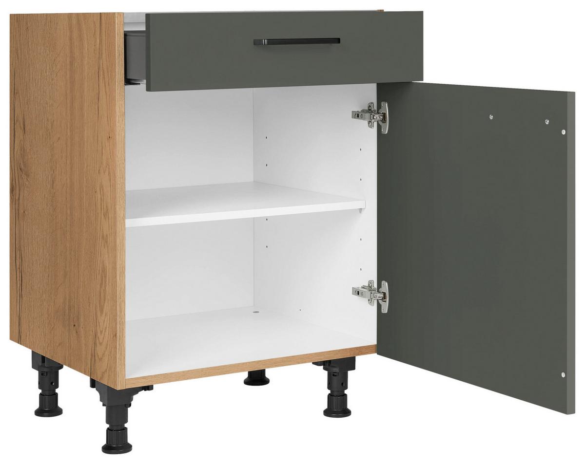 Schubkastenunterschrank Easytouch Grün - Eichefarben/Schwarz, MODERN, Holzwerkstoff/Metall (60/87/56cm) - Nobilia