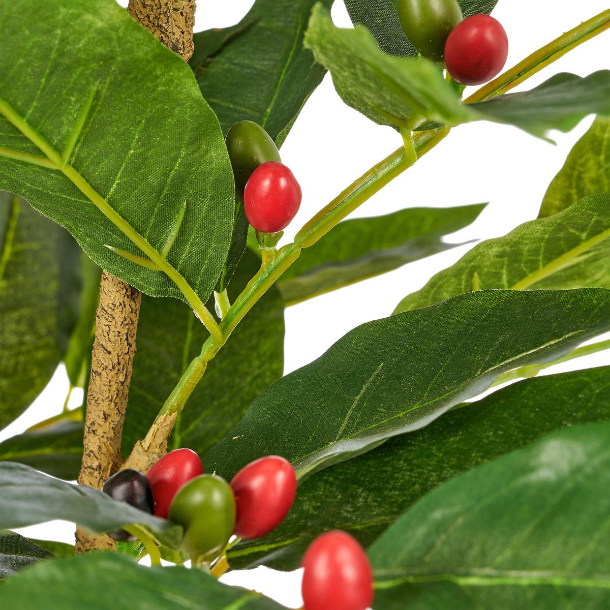 Kunstpflanze Coffea Baum Grün/Braun/Creme - Creme/Braun, Basics, Kunststoff (120cm)