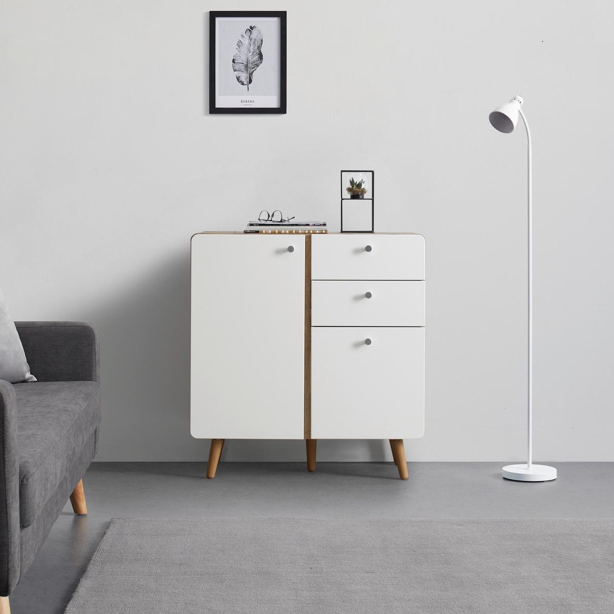 Kommode Ronda in Weiss/Eichefarben - Weiss/Eichefarben, Modern, Holzwerkstoff (86/91/40cm) - Premium Living