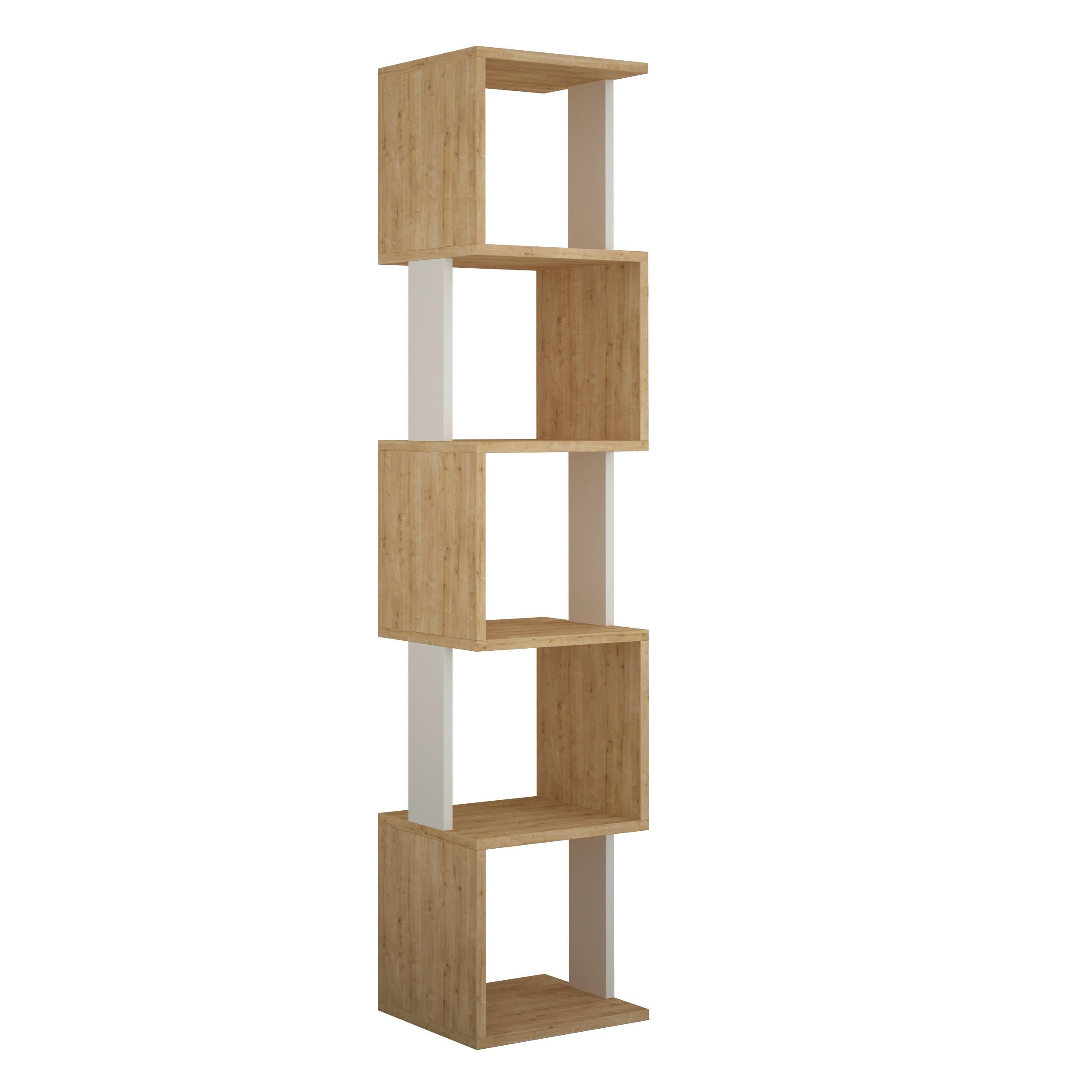 Bücherregal Piri ca. 35x161x30 cm Eiche/Weiß - Eichefarben/Weiß, Design, Holzwerkstoff (35/161/30cm) - Livetastic