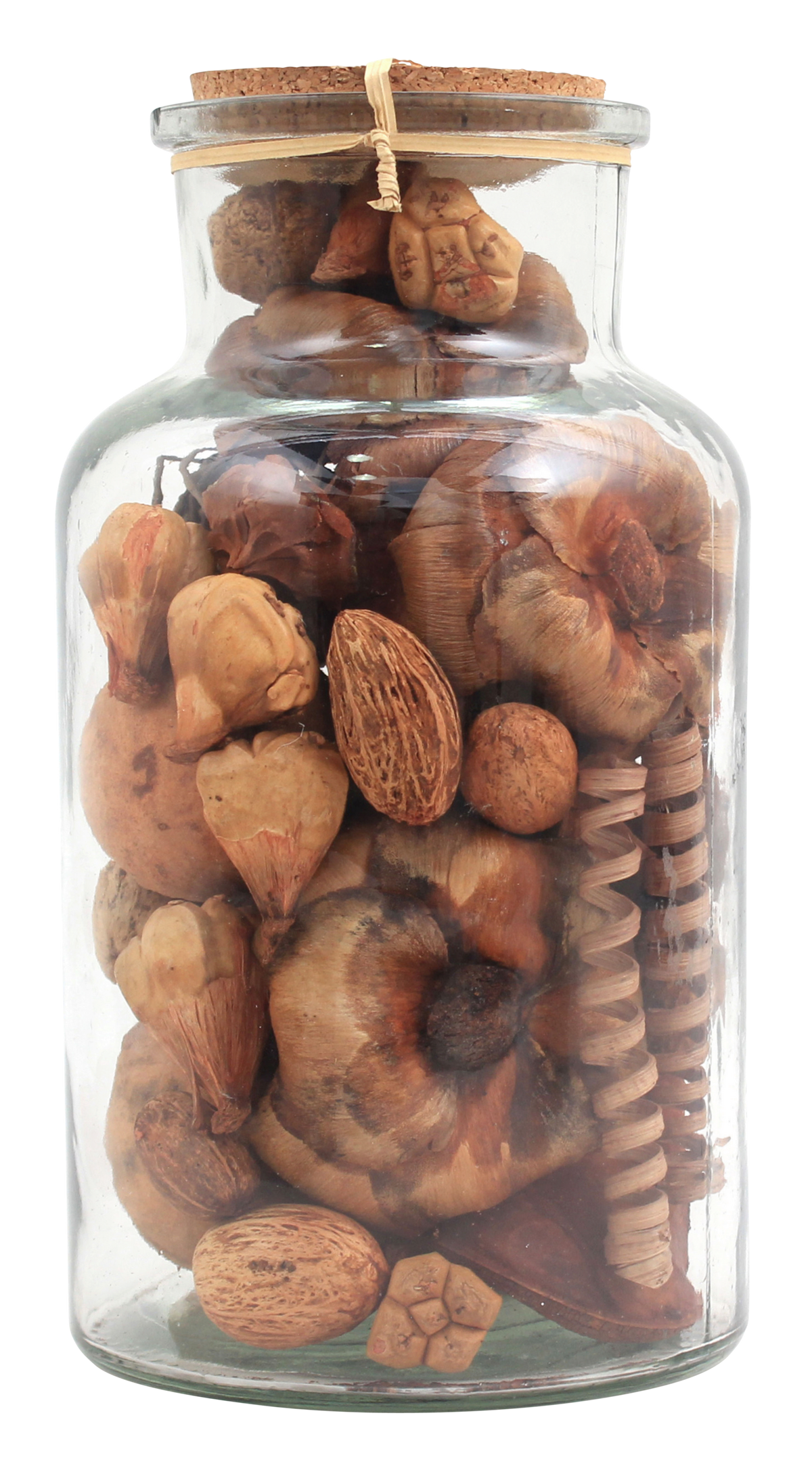 Dekoflasche Flora - Hellbraun, Lifestyle, Glas/Naturmaterialien (14/27/14cm) - Kayoom