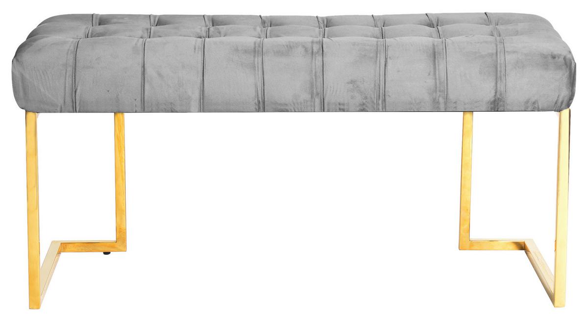 Hockerbank Parity Grau Samt - Grau, Design, Kunststoff (47/48/100cm) - Kayoom