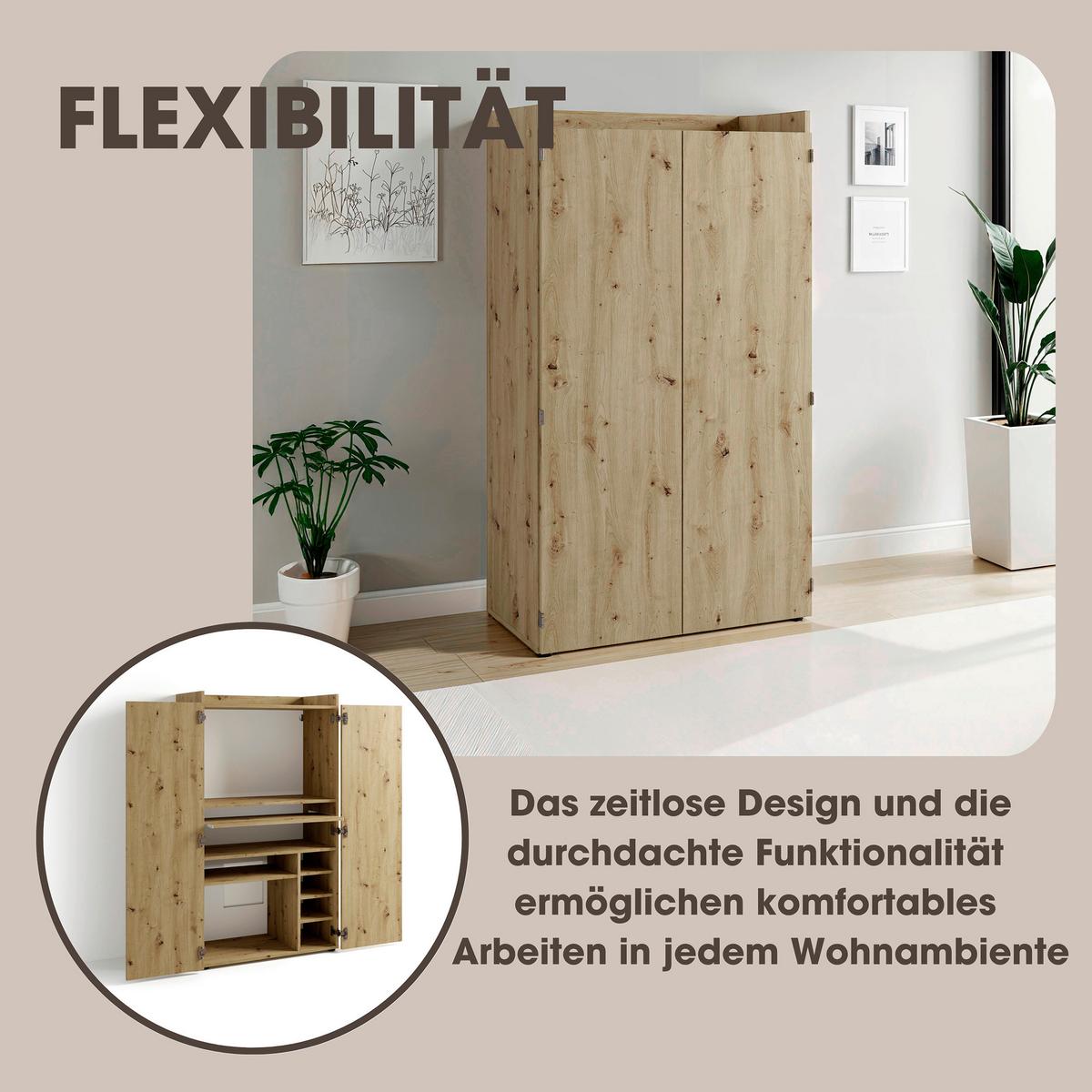 SEKRETÄR JANNE - Schwarz/Eiche Artisan, MODERN, Holzwerkstoff/Kunststoff (80/40/141cm) - MID.YOU