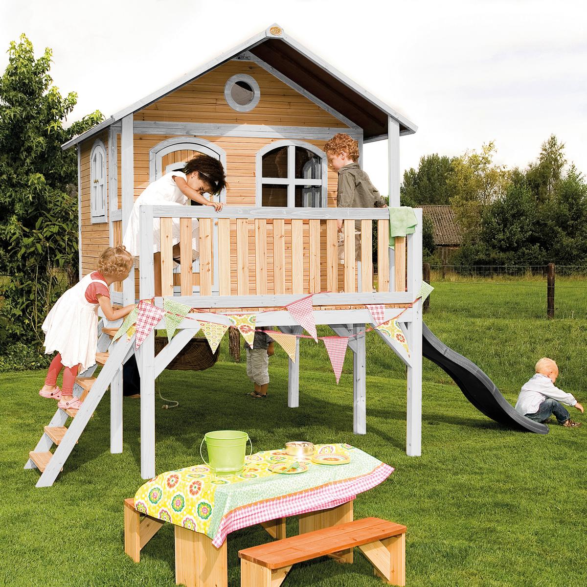 SPIELHAUS A030.041.81 - Braun/Weiß, KONVENTIONELL, Holz/Kunststoff (380/274/212cm) - Ambia Garden