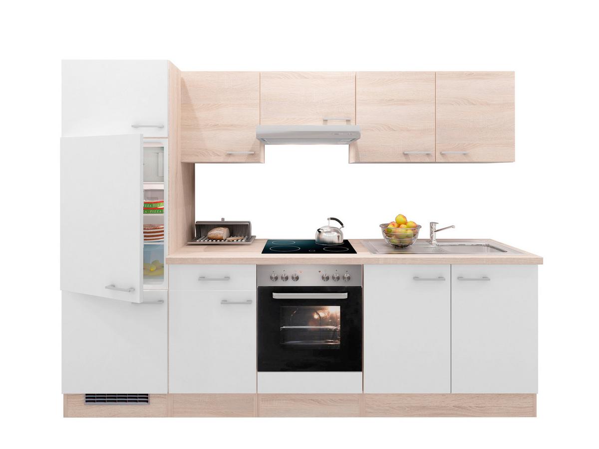 Moderen Kuhinjski Blok Z Aparati Samoa, Bela, Hrast - bela/barve aluminija, Konvencionalno, umetna masa/leseni material (270/200/60cm) - FlexWell