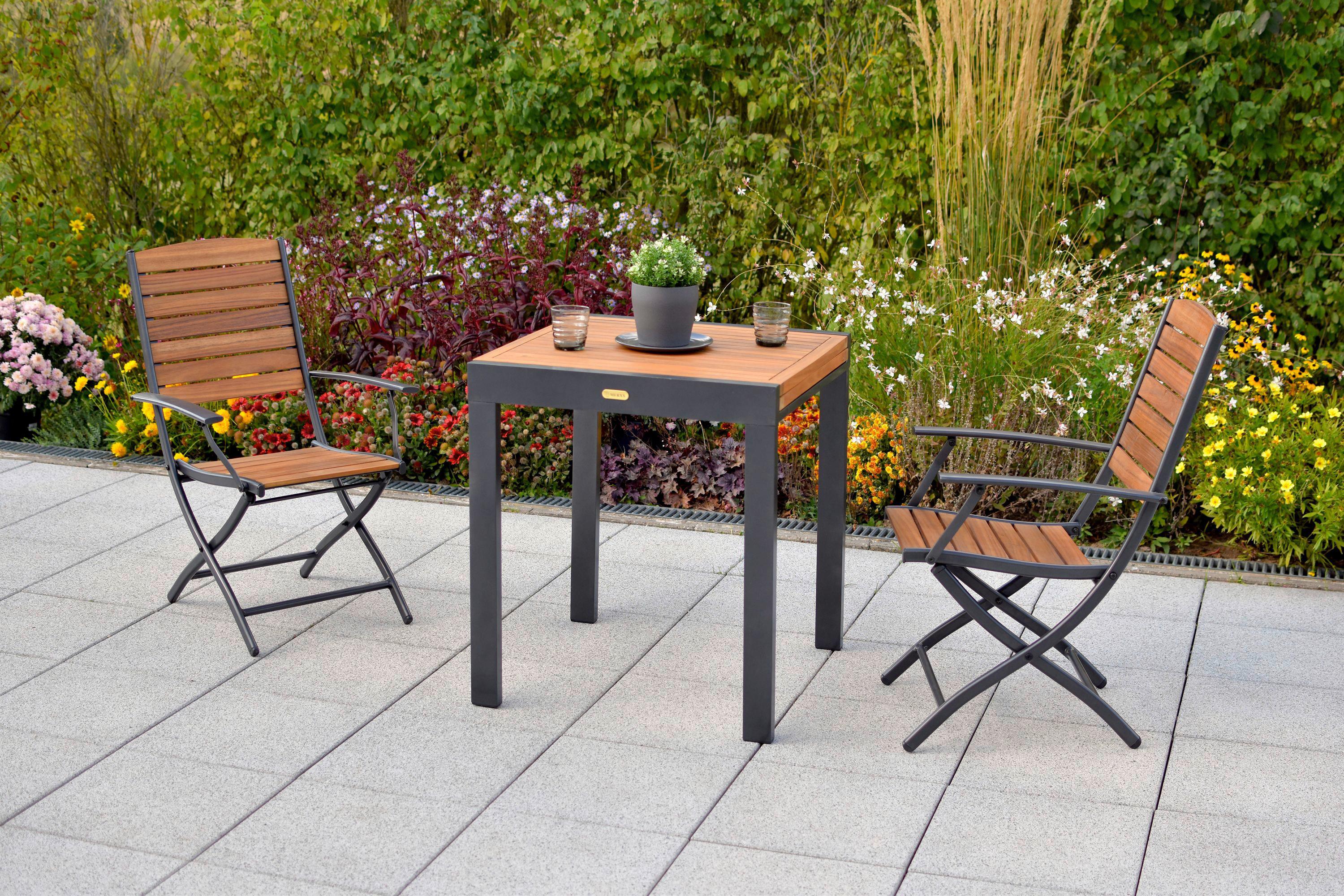 Miza Za Balkon Gardenson, Raztegljiva, 65-130x65 - barve grafita/naravne barve, Moderno, kovina/les (65-130/75/65cm) - Gardenson