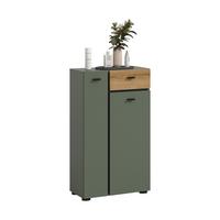 Midischrank Aqua Grün/Eichefarben - Eichefarben/Schwarz, Trend, Holzwerkstoff/Kunststoff (51/91/30cm) - MID.YOU