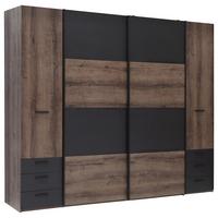 Omara Za Oblačila Baveno, Barva Hrasta, Črna - črna/barve hrasta, Design, kovina/umetna masa (270,3/223/61,2cm) - Carryhome